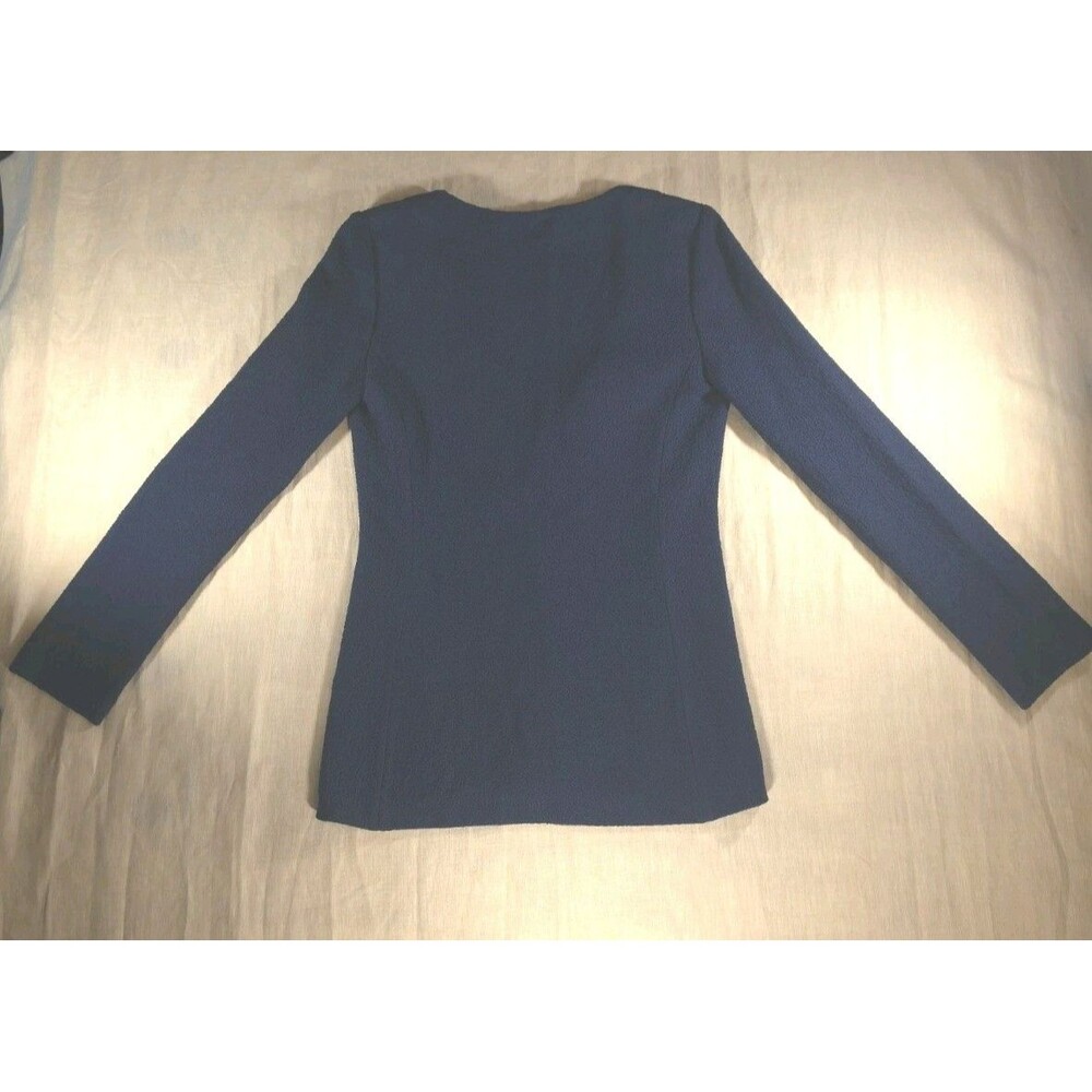 Gorgeous ST. JOHN Solid Navy Blue Knit Jacket Suit Blazer Size 2 - Picture 5 of 8